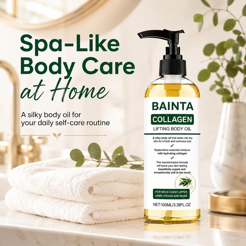 Collagen Body Oil, Firming Body Moisturizer for Dry Crepey Skin,