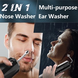 Kliburu Ear Wax Removal, 2 in 1 Electric Ear Cleaning Kit with 4 Pressure Modes, Portable Water Powered Ear Cleaner with Basin and Nasal Nozzles, Ear Irrigation Flushing System for Adults and Kids