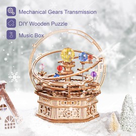 RoWood Music Box 3D Puzzles for Adults, DIY Wooden Mechanical Building Model Kits, Gift for Teens Kids on Children's Day/Birthday/Christmas - Starry Night