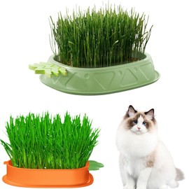 Xusxes 2 Stück Katzengras Pflanzgefäß, Pflanzschalen für Katzengras, Katzengras Schale Tablett, Katzengras Keimschale Anzuchtschalen, für Zimmerkatzen zum Pflanzen von Katzengras