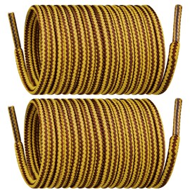 Endoto Shoelaces for Marten Boots Round Shoe Laces Replacement Shoes Strings(Color:Brown&Yellow,Size:26Inch)