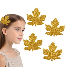 Totelux Fall Leaves Hair Clips Glitter Maple Leaf Hair Barrettes Alligator Clips Cute Thanksgiving Autumn Hair Accessories for Women Girls Yellow 4PCS