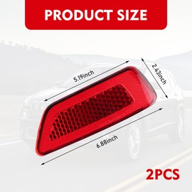 Shakas 1Pair Rear Bumper Reflector, OEM #57010720AC 57010721AC 57010721 57010721AB 57010721-AB, Compatible with Jeep Grand Cherokee 2011-2021 Dodge Journey 2011-2020 Compass 2011-2017 (Red)