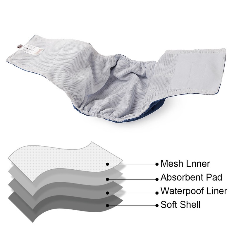 3Pcs Washable Male Dog Belly Band Wrap Waterproof Pet Diaper