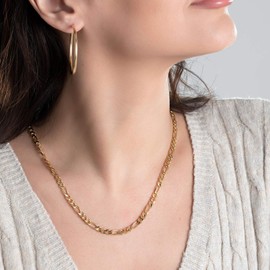 NOKMIT 14K Gold Filled Figaro Necklace for Women Men, 3mm/5mm Italian Figaro Link Chain, 16-24 Inch, Hypoallergenic, Non Tarnish, Dainty Unisex Jewelry, Cadenas de Oro 14K para Mujer (5mm, 20 inches)