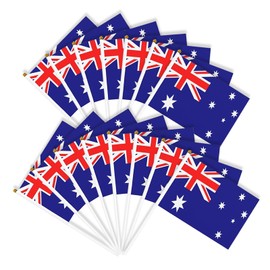 Fiohiros 15 Pcs 5.5x8.3 in Australia Hand Waving Flag, Australia Day Flag, Australian Flag Set, Flags Australia, Australian Flags Small, Australia Day Car Flags