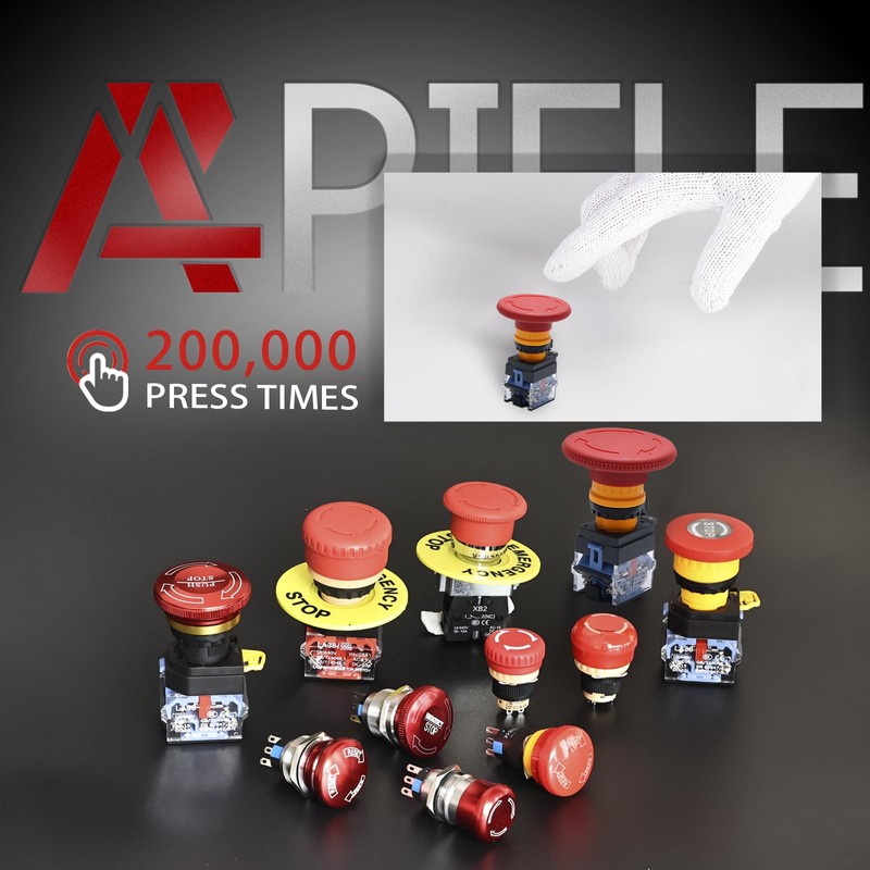 APIELE 22mm Red Φ60 Mushroom Emergency Stop Push Button Switch