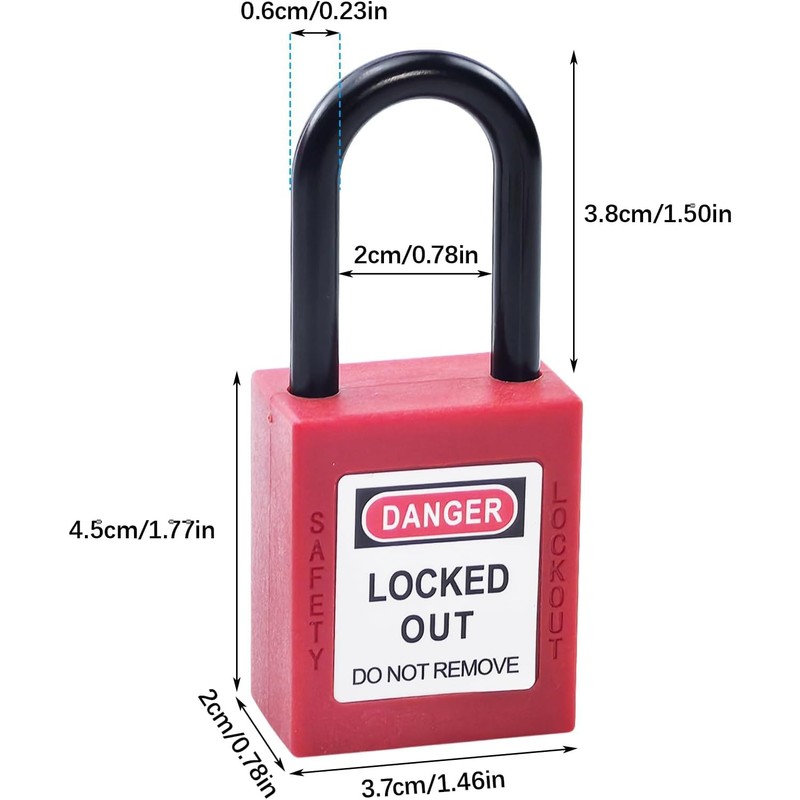 Flylin 10 Sets Safety Lockout Padlock, 38mm Red Lockout with