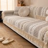 vctops Boho Cotton Linen Sofa Cover with Handmade Tassels Farmhouse