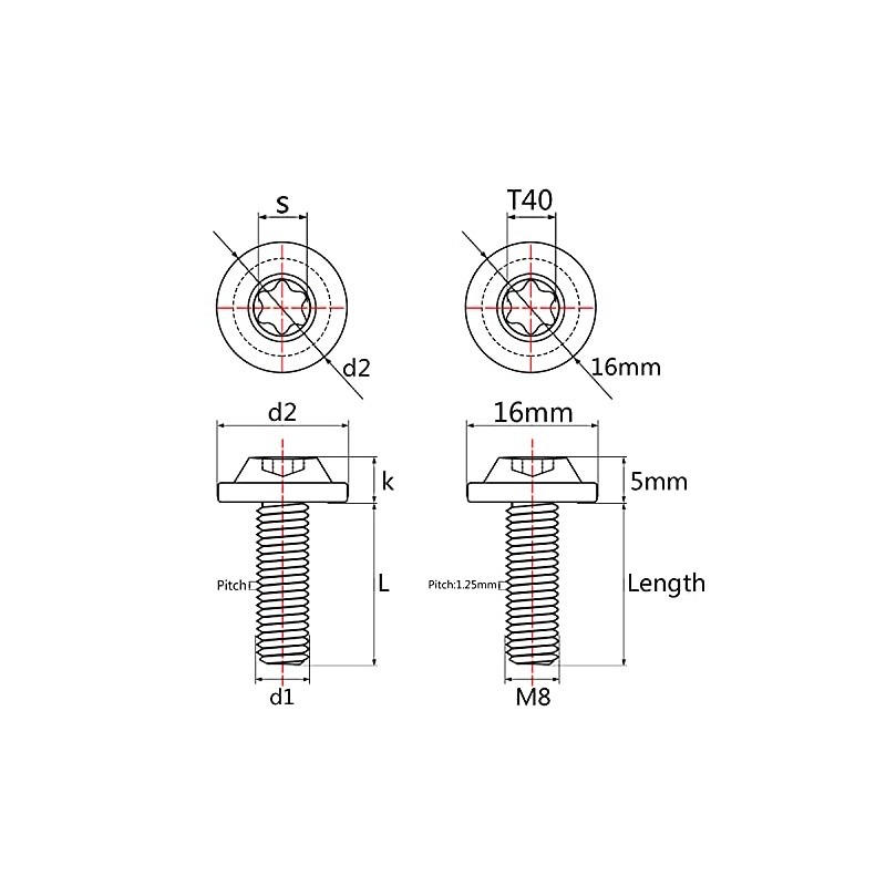 Wanyifa Titanium M8 10 15 20 25 30 60 70mm