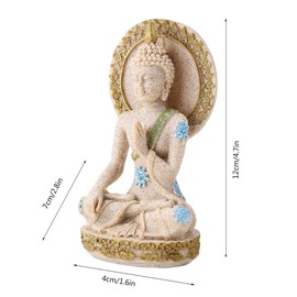 Praying Buddha Statue, Fengshui Sandstone Buddha Statue Meditating Buddha Serene Decorative Figure for Home Office Tabletop Yoga Zen Decor