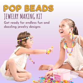 Orian Pop Beads Jewelry Making Kit for Girls, 550+ Piece Set for Girls Ages 3 and Up,Colorful Snap Beads,Bracelet,Necklaces and Rings Unicorn Gift Bag