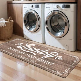 Pauwer Farmhouse Laundry Room Rug Runner 20"x59" Rubber Non Slip Kitchen Mats for Floor Waterproof Laundry Area Rug Washable Floor Carpet Runner for Entryway Bathroom Hallway Mudroom