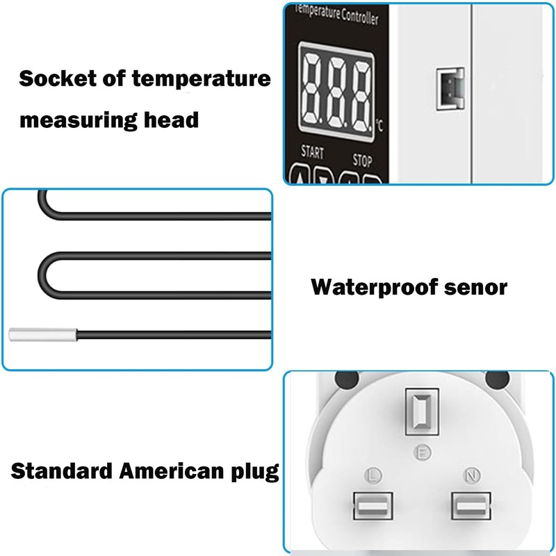 XIEHUZA Digital Thermostat Plug Socket, LCD Screen Temperature Controller with