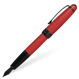 Cross Bailey Matte Red Lacquer Fountain Pen with polished black PVD appointments, Extra Fine Nib