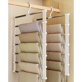 UrBestChoose Clothes Hangers Space Saving – 2 Pack Stainless Steel Closet Organizer for Efficient Storage, Multi-Layer Rack for Pants, Jeans, Skirts & Small Space Solutions