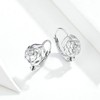 Fashion Rose Flower Sterling Silver CZ Filigree Small Hoop Earrings
