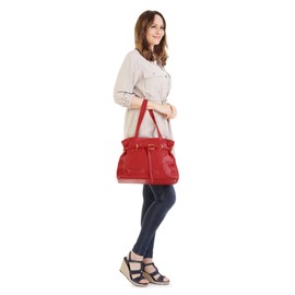 Samantha Look Women's Genuine Leather Handbag | | 021323, red