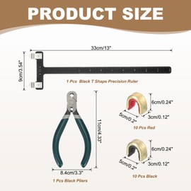 sourcing map Archery Bow Square T-Shape Ruler Tool Nocking Points Pliers Set 33x9mm Turning Bow Strings Knock Kit Recurve Compound Bowstring Archery Accessories (Black)