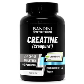 Bandini Creatine Creapure Monohydrate 240 Tablets - Training, Sports, Gym and Pre Workout Supplement - 100% Vegan - Based on Creatine Monohydrate for ATP and Recovery