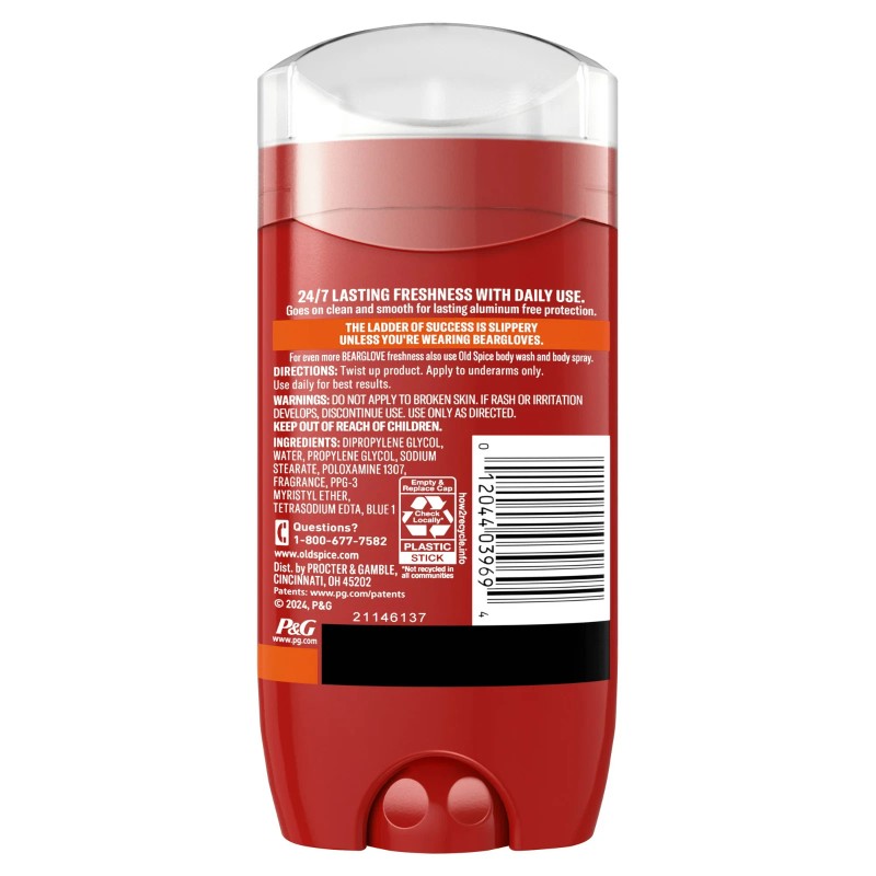Old Spice Aluminum Free Men's Deodorant, Invisible Solid Stick Bearglove,