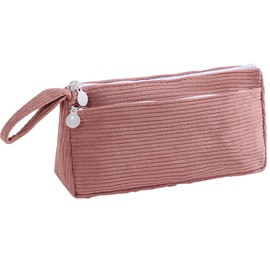 Pink Pencil Case Corduroy Cute Pencil Pouch,Portable Pencil Cases with Practical Zip,Comsmetic Makeup Bag for Women,Office Stationery Storage Pouch for Home, School, Office