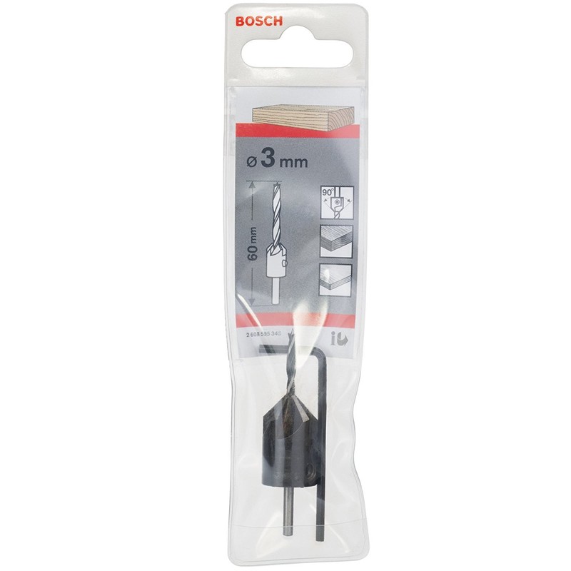 Bosch 2608595345 3 mm Wood Bit with 90 Countersink