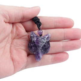 Lovionus89 Natural Fox Amulet Protective Pendant, Adjustable Rope Collar, Charm Gift for Men and Women, Crystal, No Gemstone