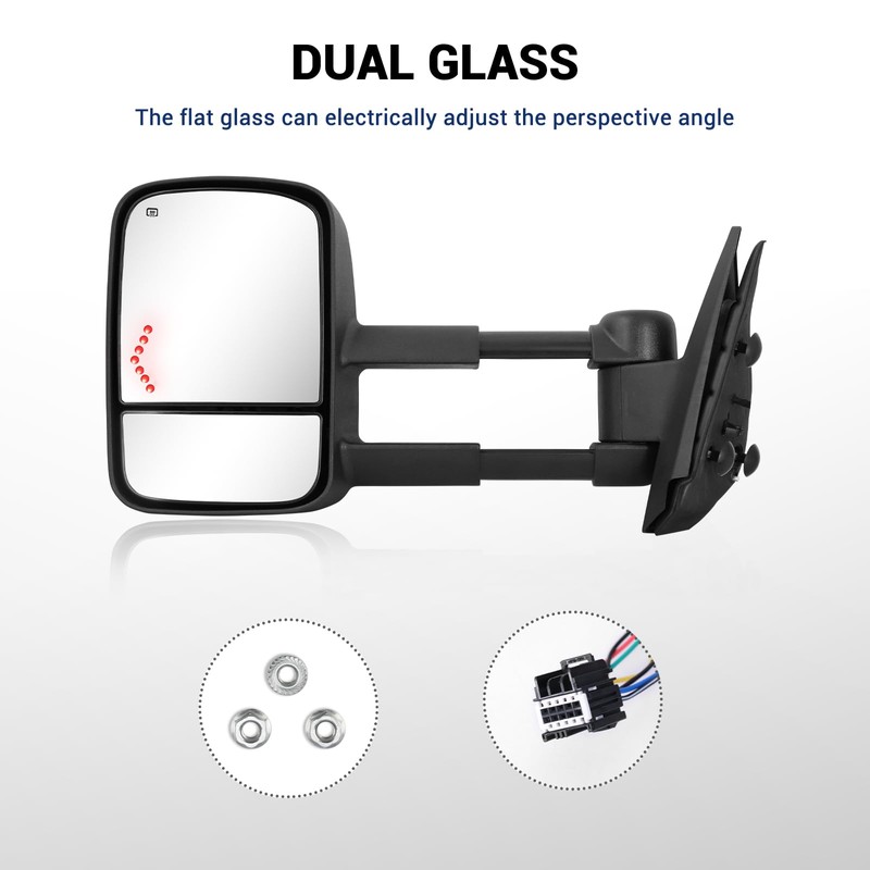 Sanooer Arrow LED Tow Mirrors for 07-14 Silverado & Sierra