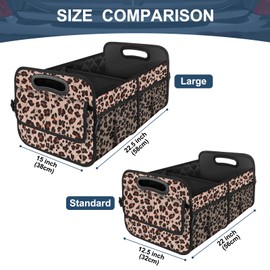 Olosar Trunk Organizer for Car, Collapsible Car Trunk Organizers with Reinforced Handles, Storage Organizer with 6 Pockets, Car Accessories for Women/Man (Large, Leopard Print)