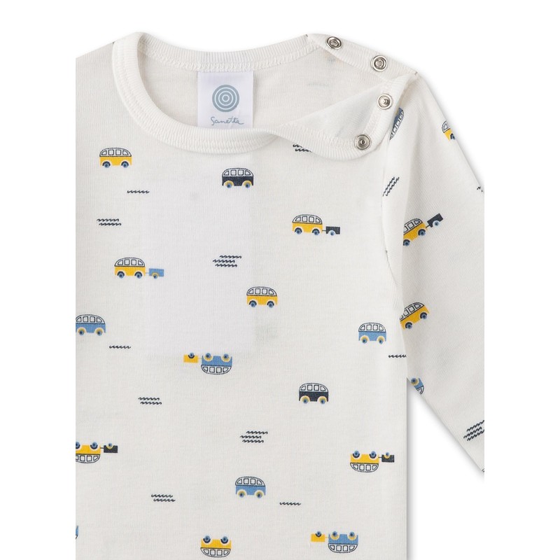 Sanetta Baby Boy Bodysuit, White Pebble