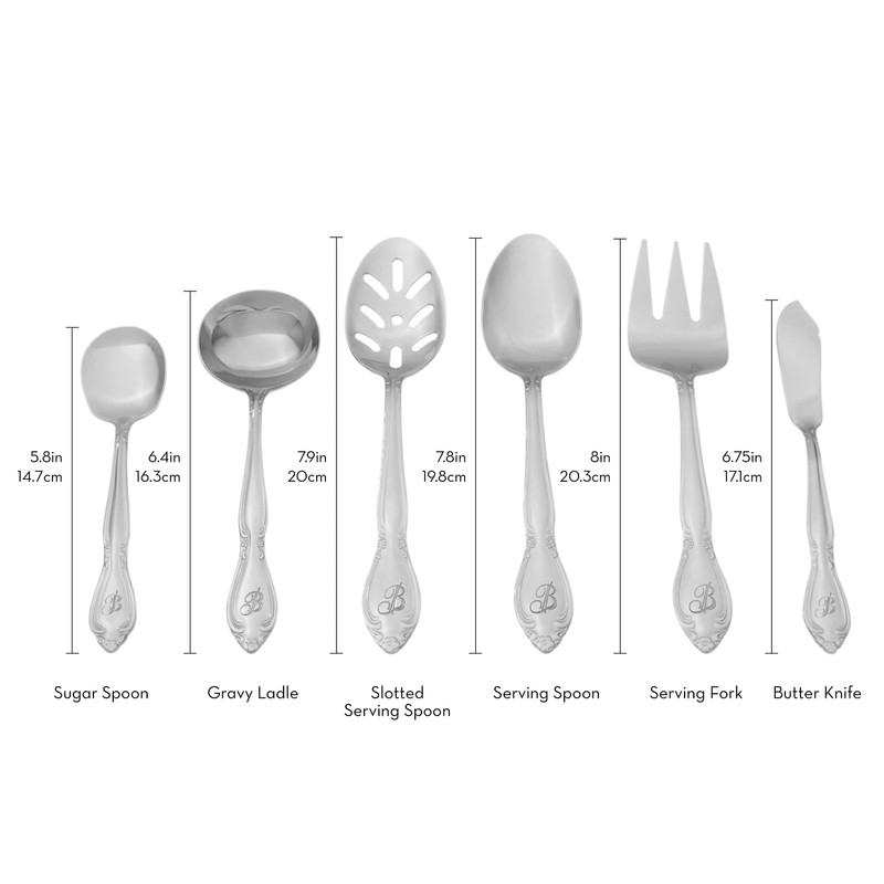 RiverRidge Rose Monogrammed Flatware Set 46 Piece Silverware - V