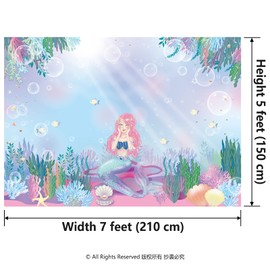 Under The Sea Party Backdrop Mermaid Birthday Hanging Decorations Bubble Fish Seaweed Photo Booth Background Banner for Beach Ocean Theme Kids Bday for Girl boy Baby Shower Home Party Supplies