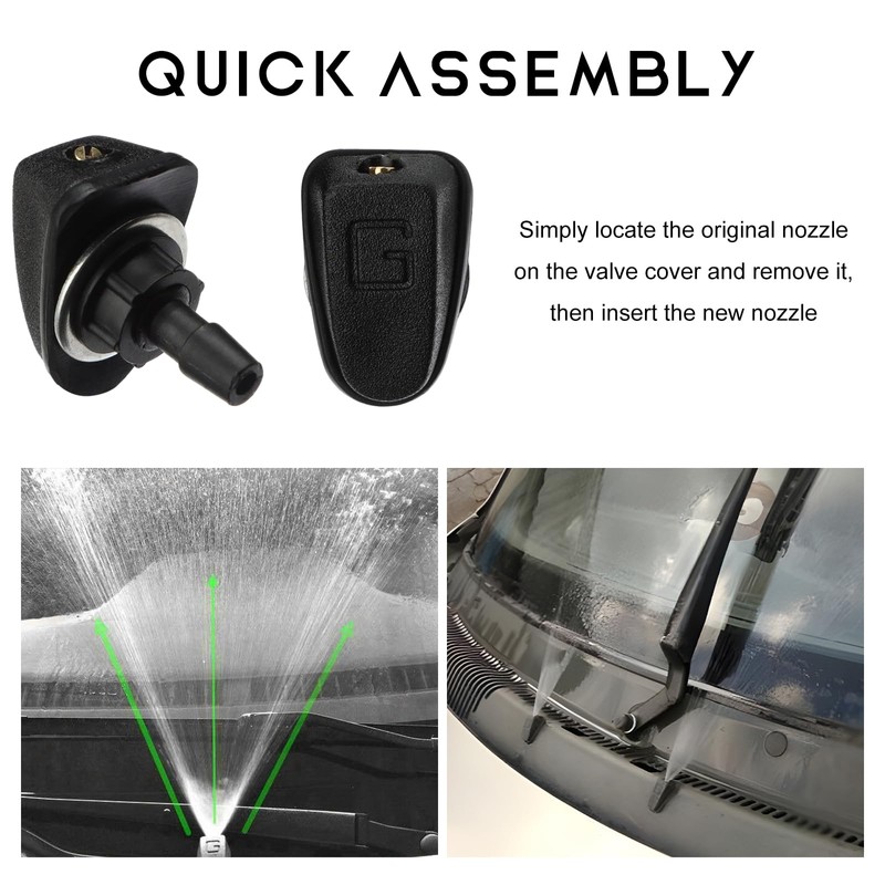 MUQIDA 2PCS Car Front Windshield Washer Nozzle, Adjustable Fan-Shaped Automotive