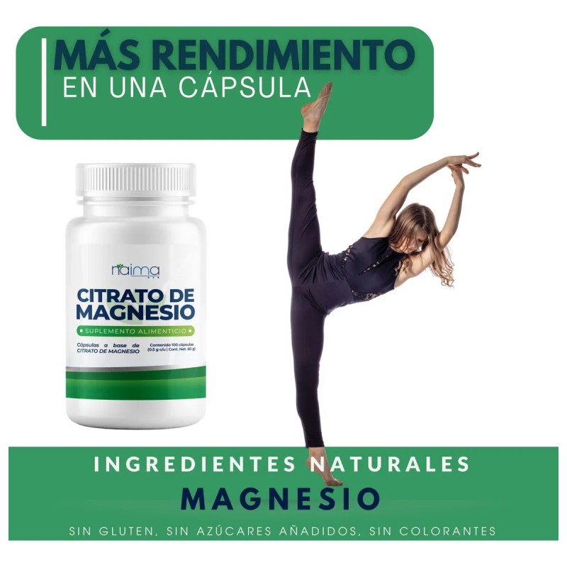 Citrato Magnesio 500mg 100 Cápsulas Sabor