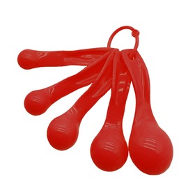 Set of 5 Measuring Spoons in Red Measuring Cups Plastic Dosing Spoon Cooking Baking Dosing Aid