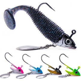 9KM DWLIFE Underspin Fishing Jig Head Hook Swimbait Jig Head with Spinner Blade for Fishing Freshwater Fishing Saltwater Fishing- 15g-10pcs