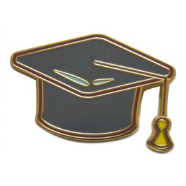 Novel Merk Graduation Cap & Tassel - Lapel Pin, Hat Pin & Tie Tack Set - with Clutch Back (3-Grad Cap)