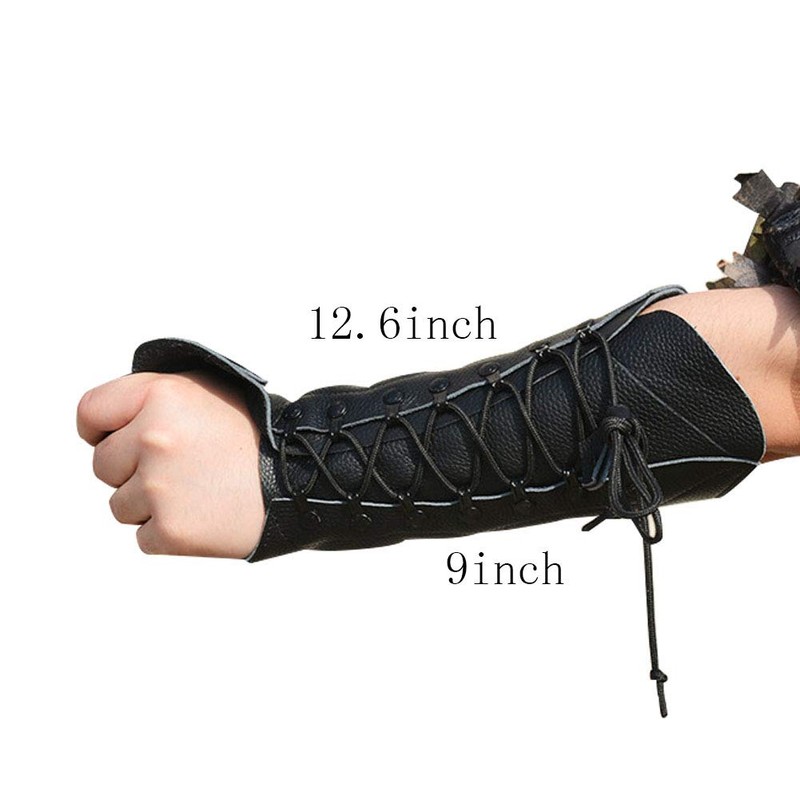Handmade Leather Arm Guard Bow Hand Shooting Glove Black