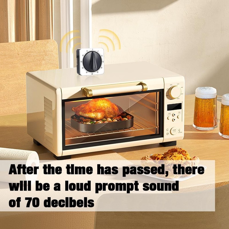 Casenly 60 Minute Kitchen Clock, Mechanical Stainless Steel Kitchen Timer,
