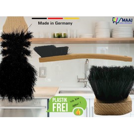 MAAJ Set of 2 Dish Washing Brushes Natural Wood Soft Horsehair + Beard Graduated – Made in Germany – Plastic-Free