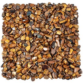 TUMBEELLUWA 1LB Chips Tumbled Stones Crushed Reiki Irregular Shaped Healing Crystal Quartz Decoration,Tiger's Eye