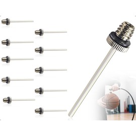Emezddo Pack of 10 Ball Pump Needles, Football Alloy Pump, Air Needle Multifunctional and Easy to Carry, Double Hole Air Outlet, for Indoor Sports, Outdoor Sports (Silver)