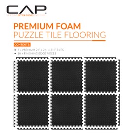 CAP Barbell 3/4-Inch Interlocking EVA Foam Exercise Puzzle Mats - 1 Pack | 24" x 24" x 3/4" | Diamond Pattern - Black