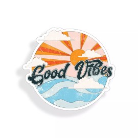 Real Sticky Good Vibes Sticker Ocean Beach Adventure Laptop Car Vehicle Window Bumper Decal