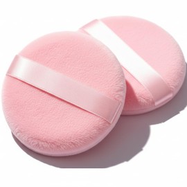Powder Puff Large Loose Powder Puff, Extra Large, Set of 2, Round, Fluffy, Powder Puff, Thick Type, Makeup Puff, Large, Body Powder, Extra Large, Face Powder, Diameter: Approx. 4.1 inches (105 mm), Thickness: Approx. 0.8 inches (20 mm) (Pink)
