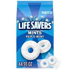 LIFE SAVERS Pep-O-Mint Peppermint Hard Candy Individually Wrapped, Party Size Bulk Hard Candy, 44.93 oz Bag | Life Savers