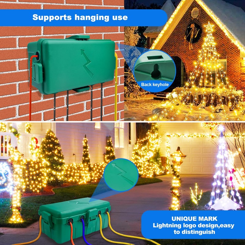 Hrensaw Medium Outdoor Electrical Box(10.6x5.5x4.5inch),IP54 Waterproof Extension Cord Cover w/6