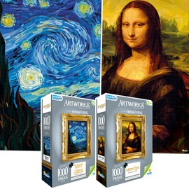 RONDA Art Puzzles 2-Pack 1000-Piece Set Featuring Mona Lisa & Starry Night – an Expert Art Challenge for Adults, Designed for Deep Focus, Creative Flow & a Truly Rewarding Accomplishment