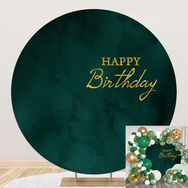 OERJU Marble Birthday Round Backdrop Cover Abstract Green Marble Texture Circle Backdrop Cover Adults Men Women Birthday Party Decorations Photography Background Portrait Photo Studio Prop 7.2x7.2ft